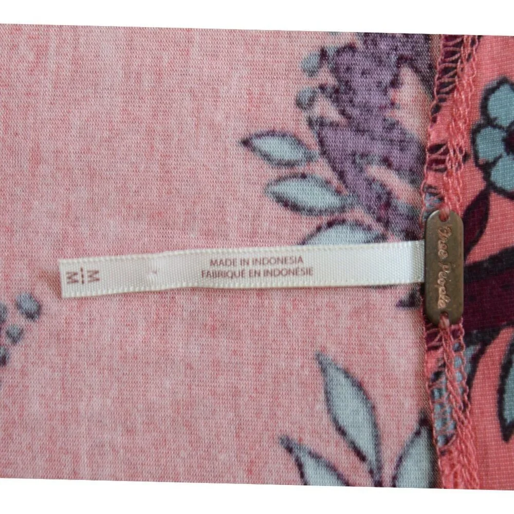 Free People Maui Wowie Paisley Flowy Blouse Size M/oversize Pink Top Casual